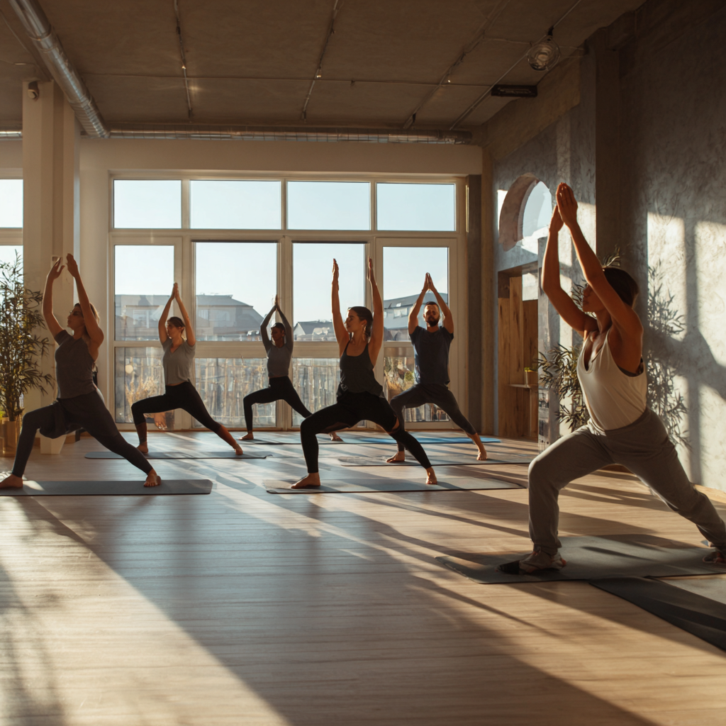 Studio de yoga liniștit cu lumina naturală