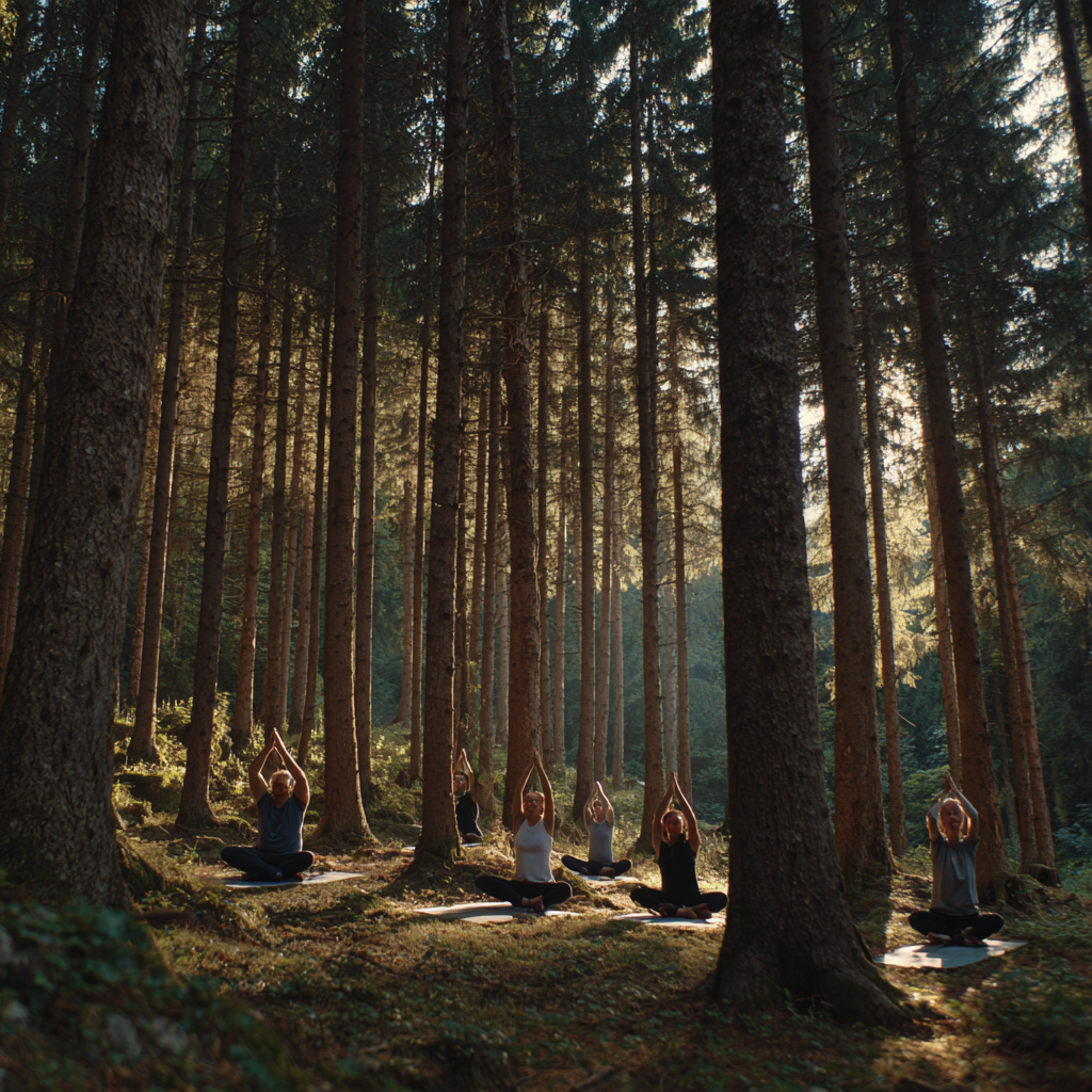 Peisaj relaxant cu natură pentru yoga
